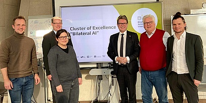 Group picture Minister Polaschek with Bilateral AI team members.