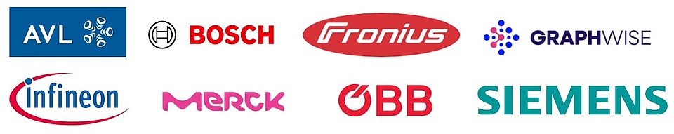 Eine Collage der acht Firmenlogos des Bilateral AI Industrial Advisory Board.